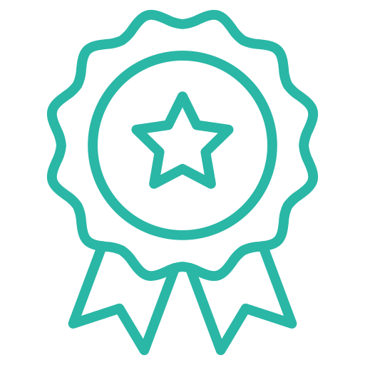 Outline of a ribbon award with a star in the center.