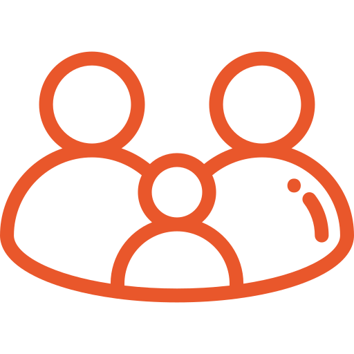 Icon of three people with a circle connecting them, representing a group or community.
