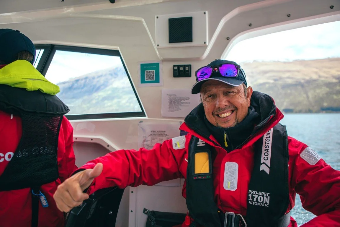Johnny Quinn on a coastguard boat
