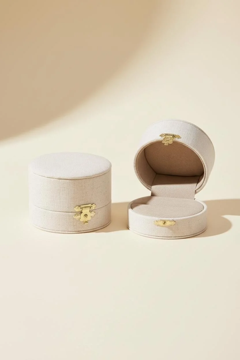 Linen Double Ring Box: Proposal, Wedding, Bride Groom Keepsake Holder