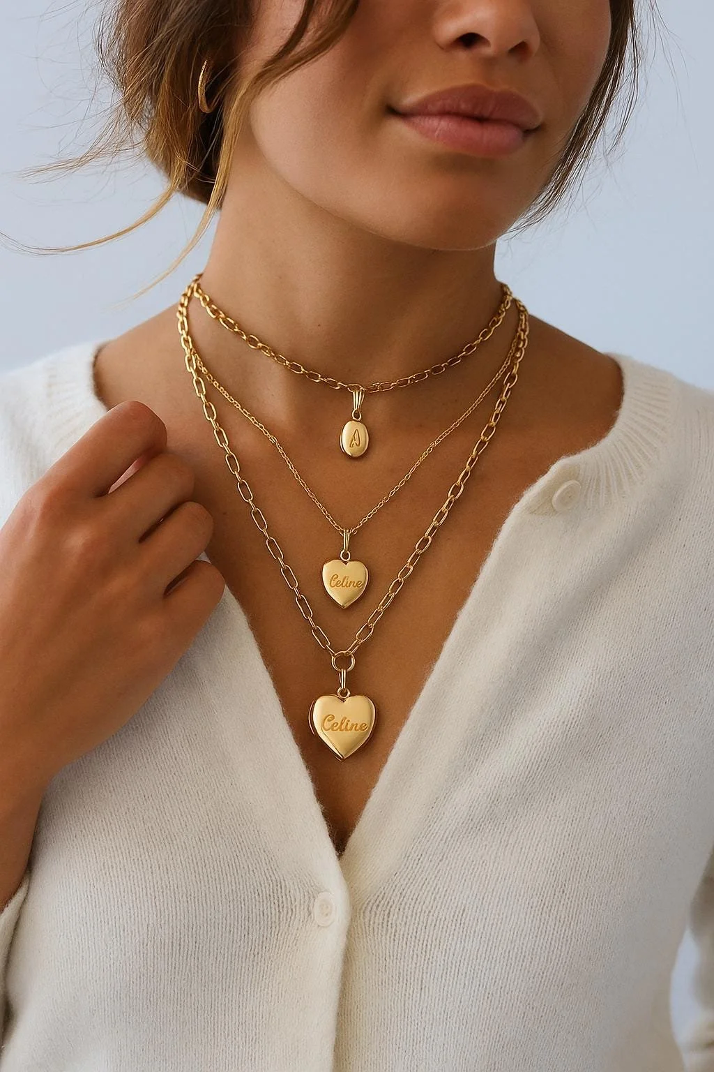 Personalized Gold Heart Locket Necklace