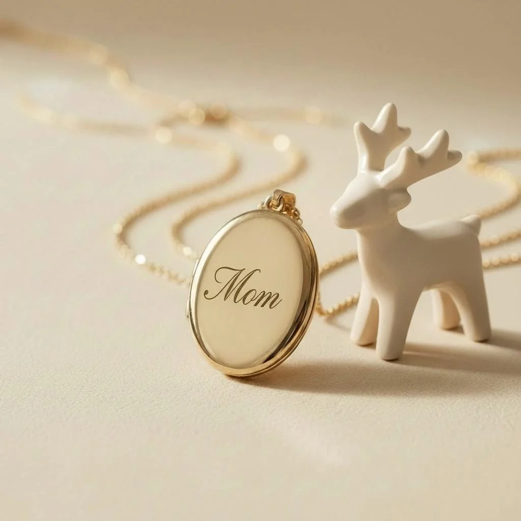 Personalized Oval Photo Locket Necklace | Engraved Name or Initial