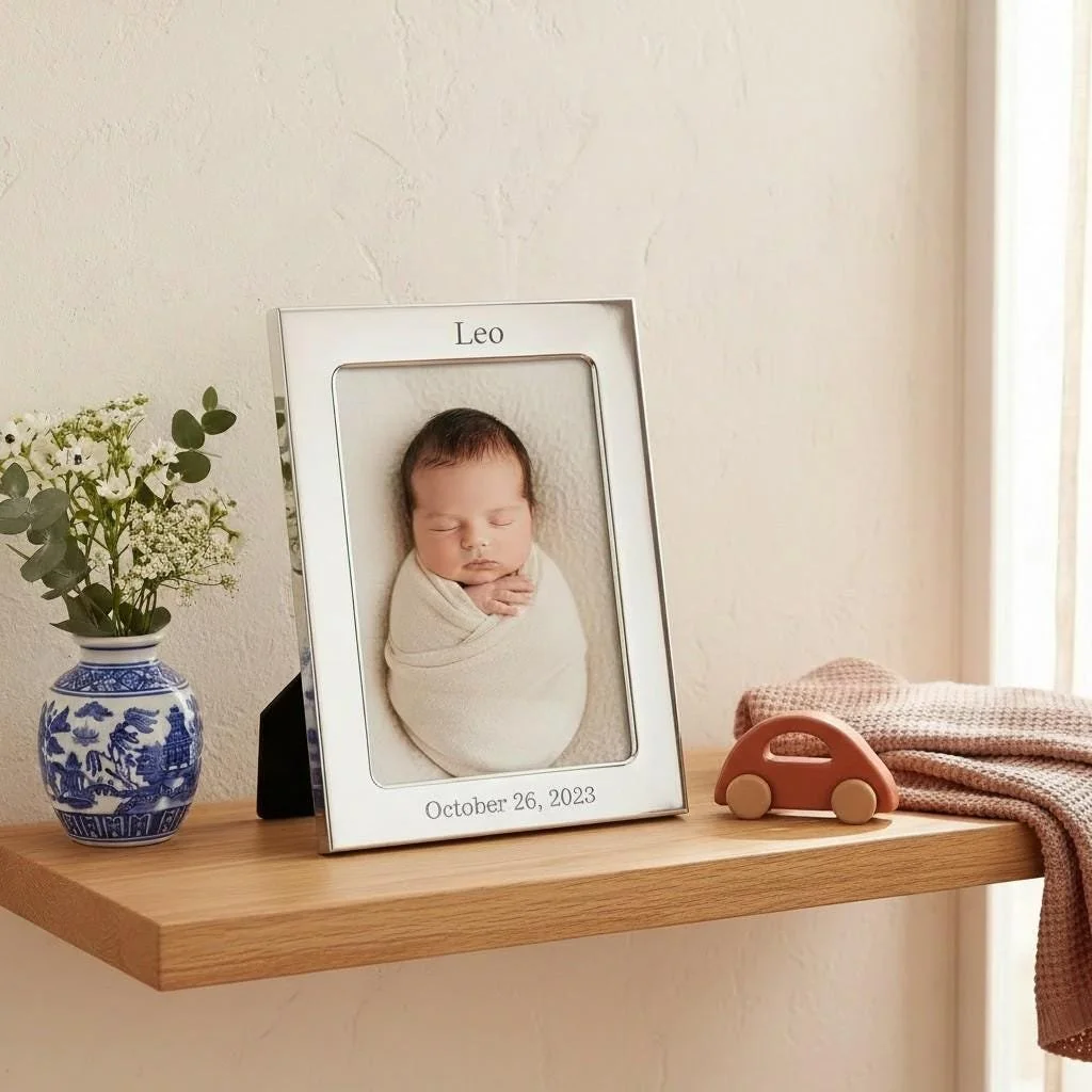 Personalized Silver 5x7 Photo Frame, Engraved Gift