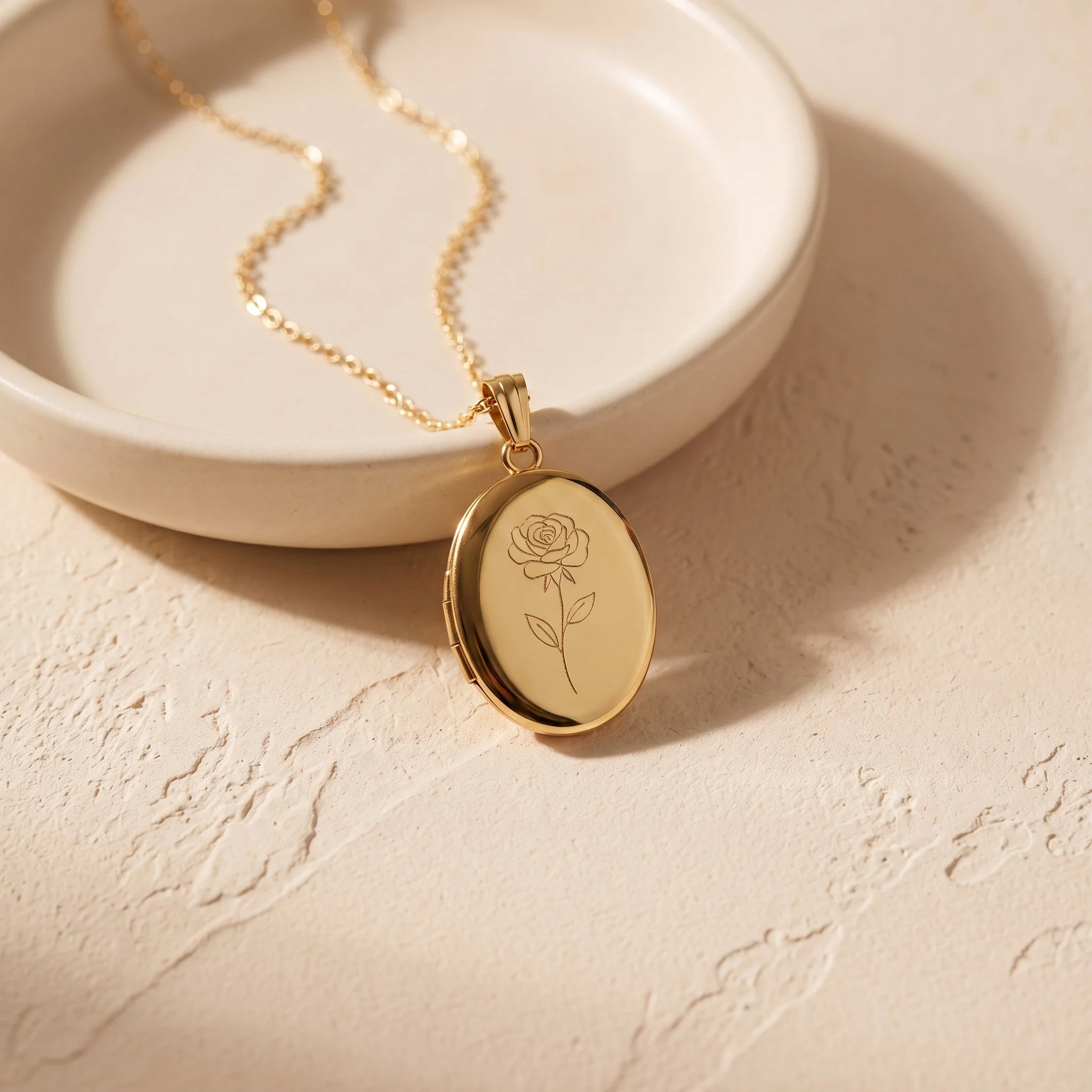 Birth Flower Locket Necklace