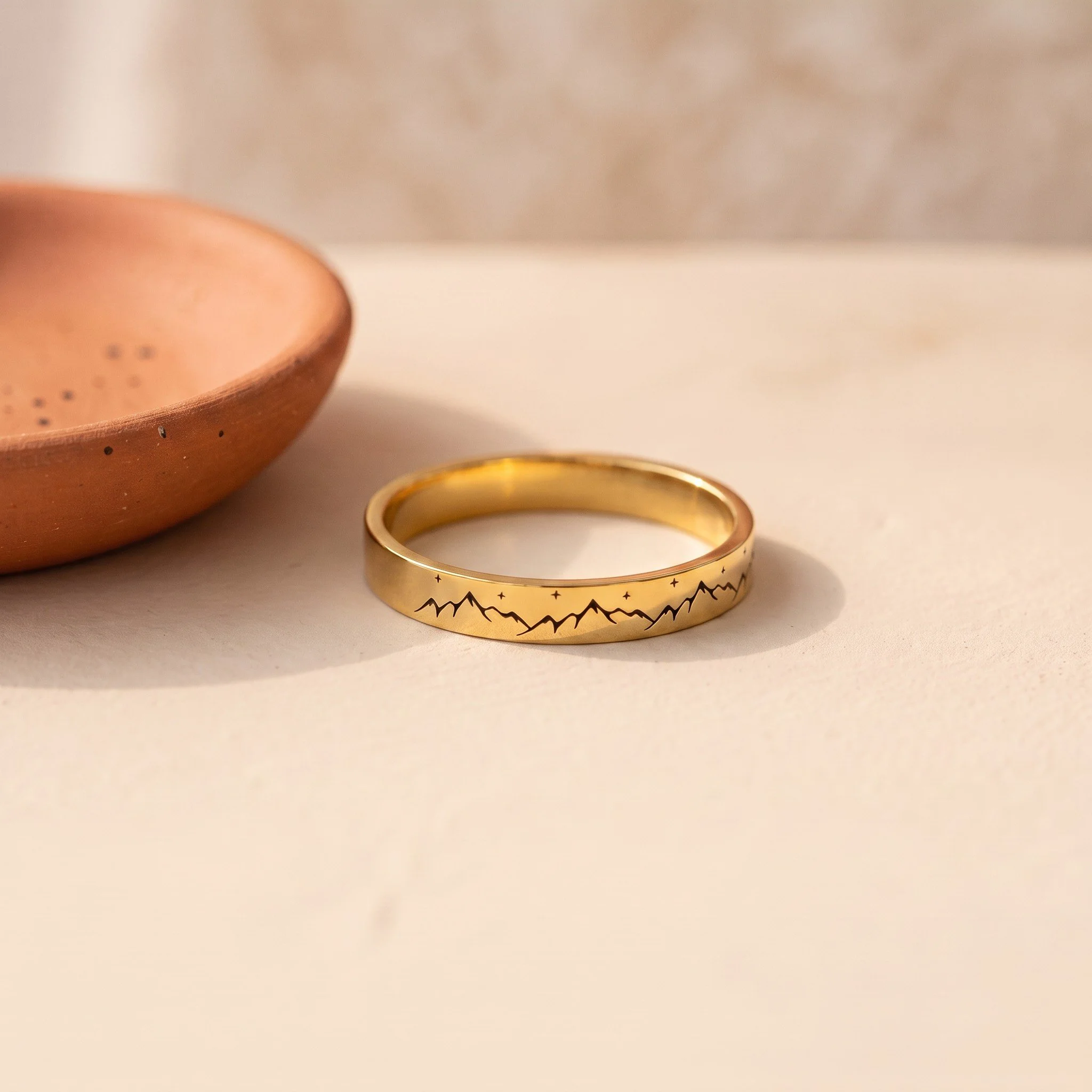 Engraved Mountain Ring