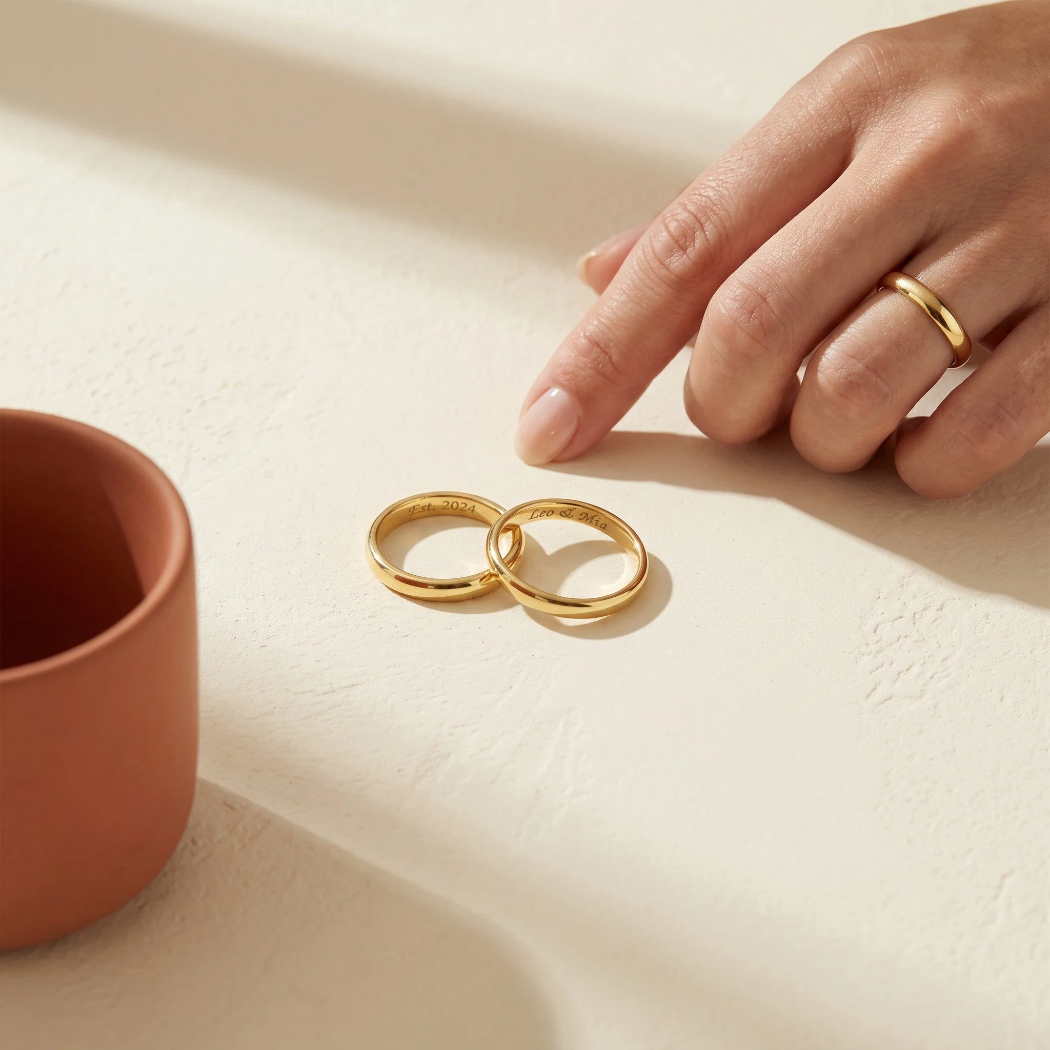 His & Hers 14K Wedding Band Set