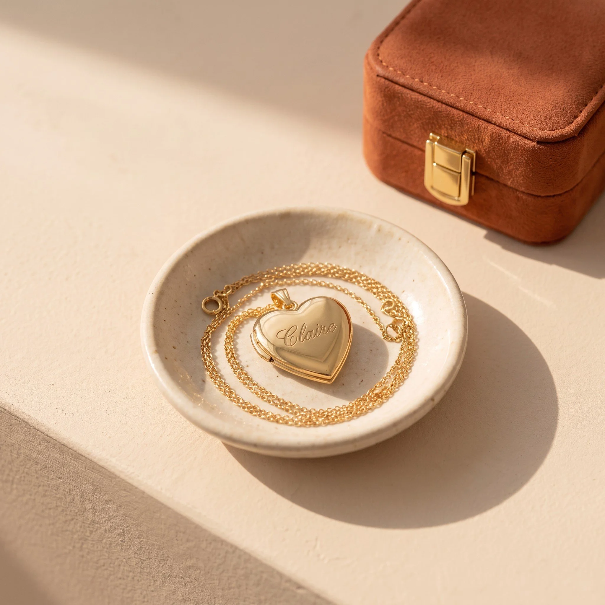 Engraved Gold Heart Locket