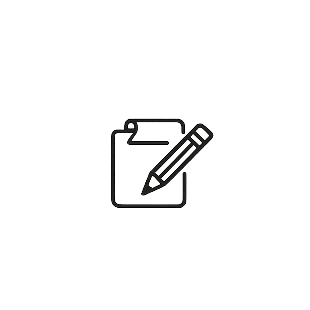 Icon of a pencil and paper.