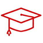 Red outline of a graduation cap