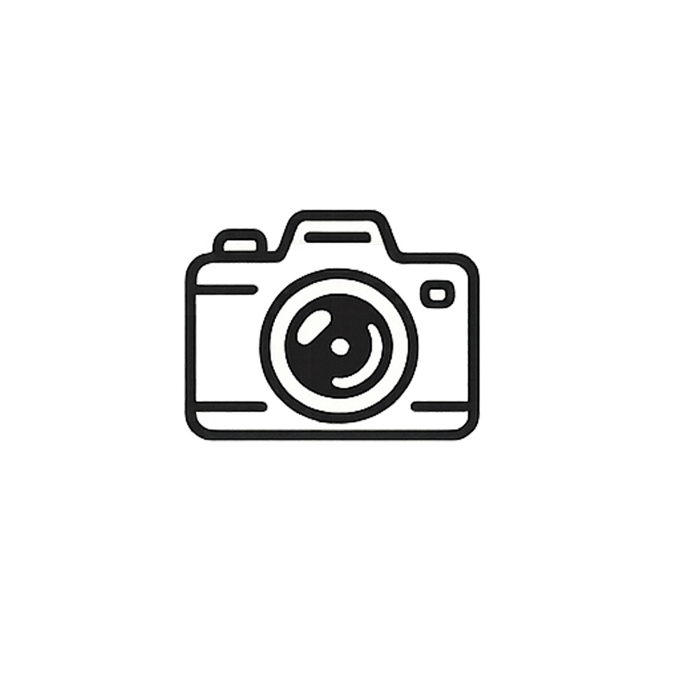 A black and white outline of a camera icon over a background of a photo or document with horizontal lines.
