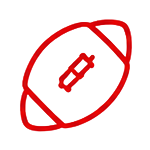 Red outline of a football.