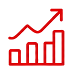 Red line graph with upward trend and bar chart