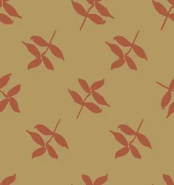 Tan background with red leaf pattern