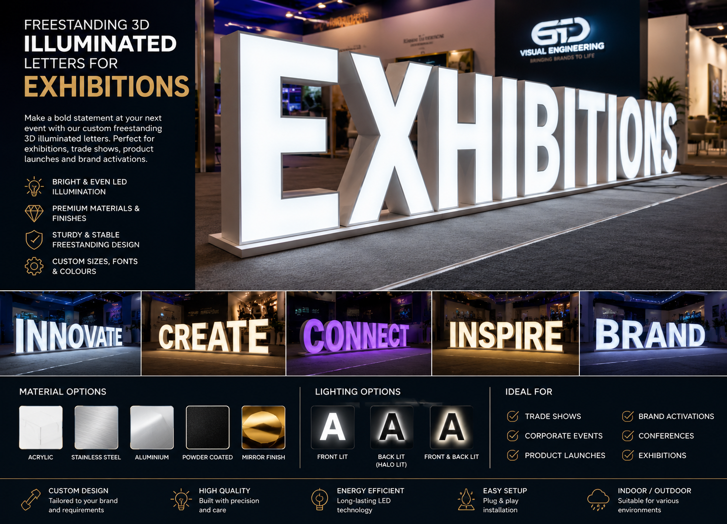 3D Light Up - Self Standing Letters Rental for Exhibition / Events