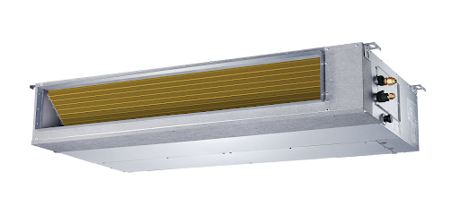 HVAC air duct with a black and yellow grille.