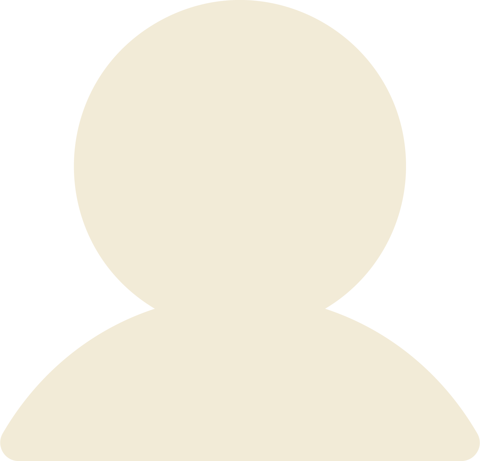 Simple beige silhouette of a person with short hair in a round-neck shirt.