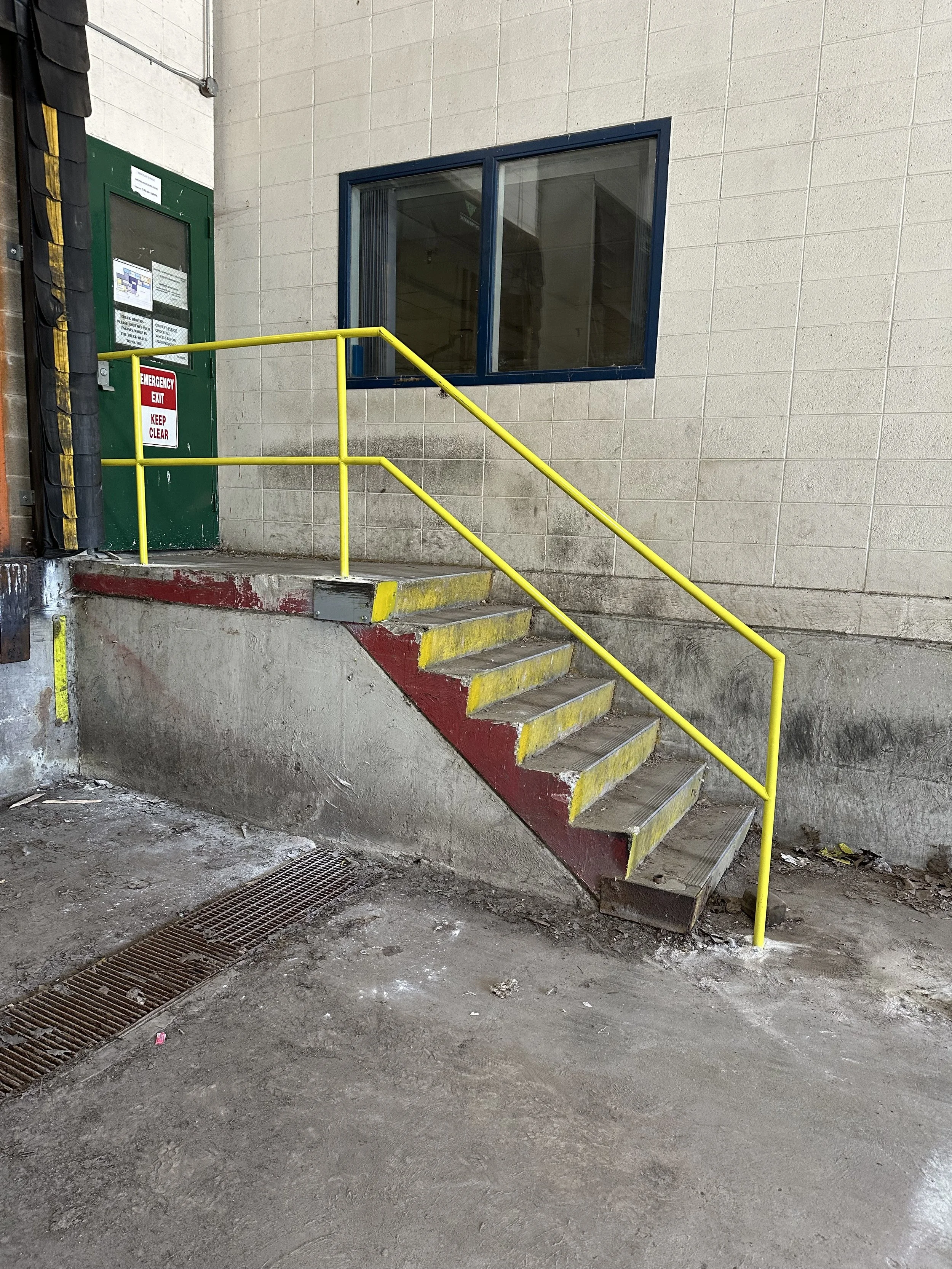 loading dock handrail replacement safety yellow