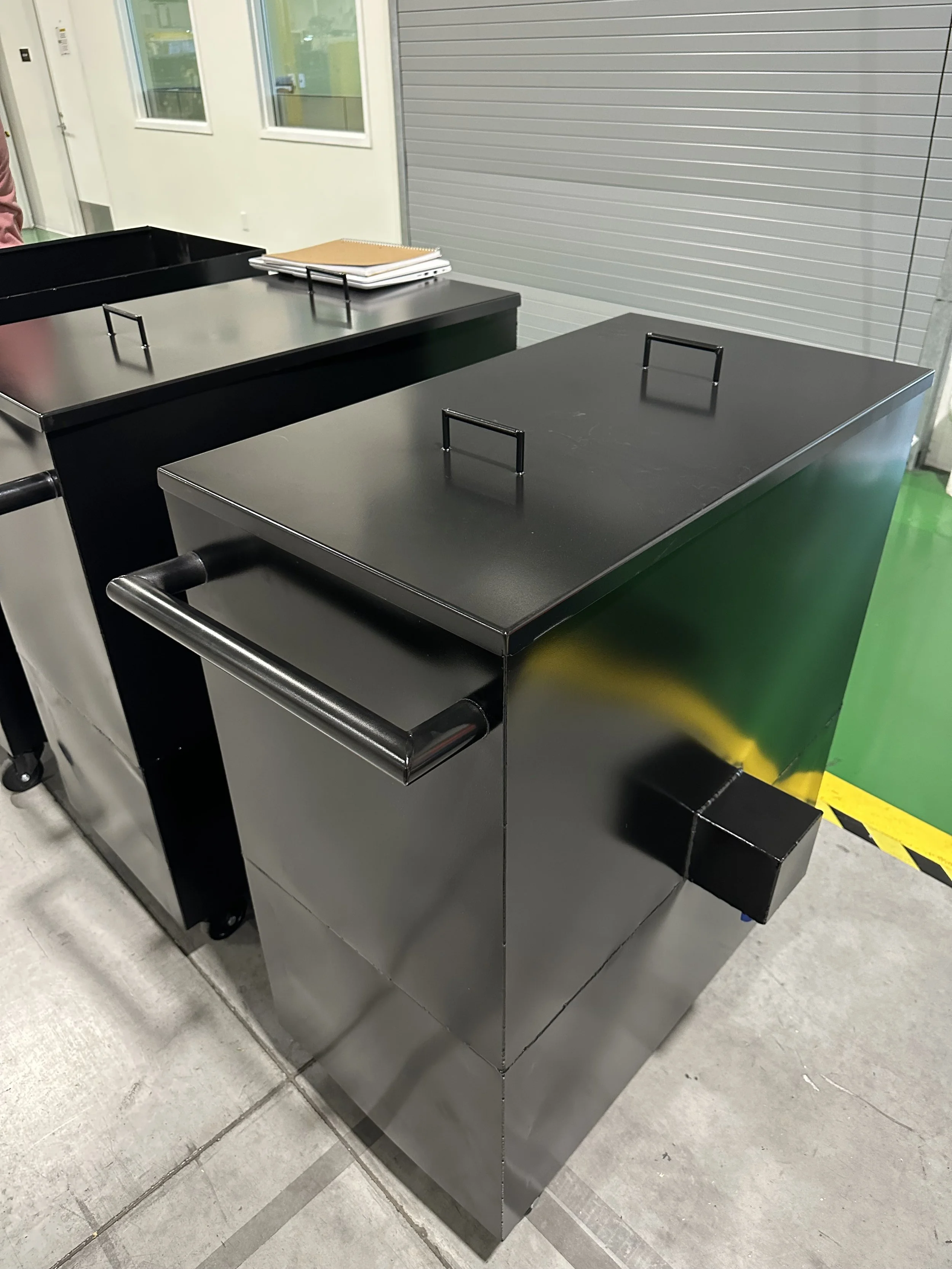 custom fabricated stainless steel water tank powder coated black
