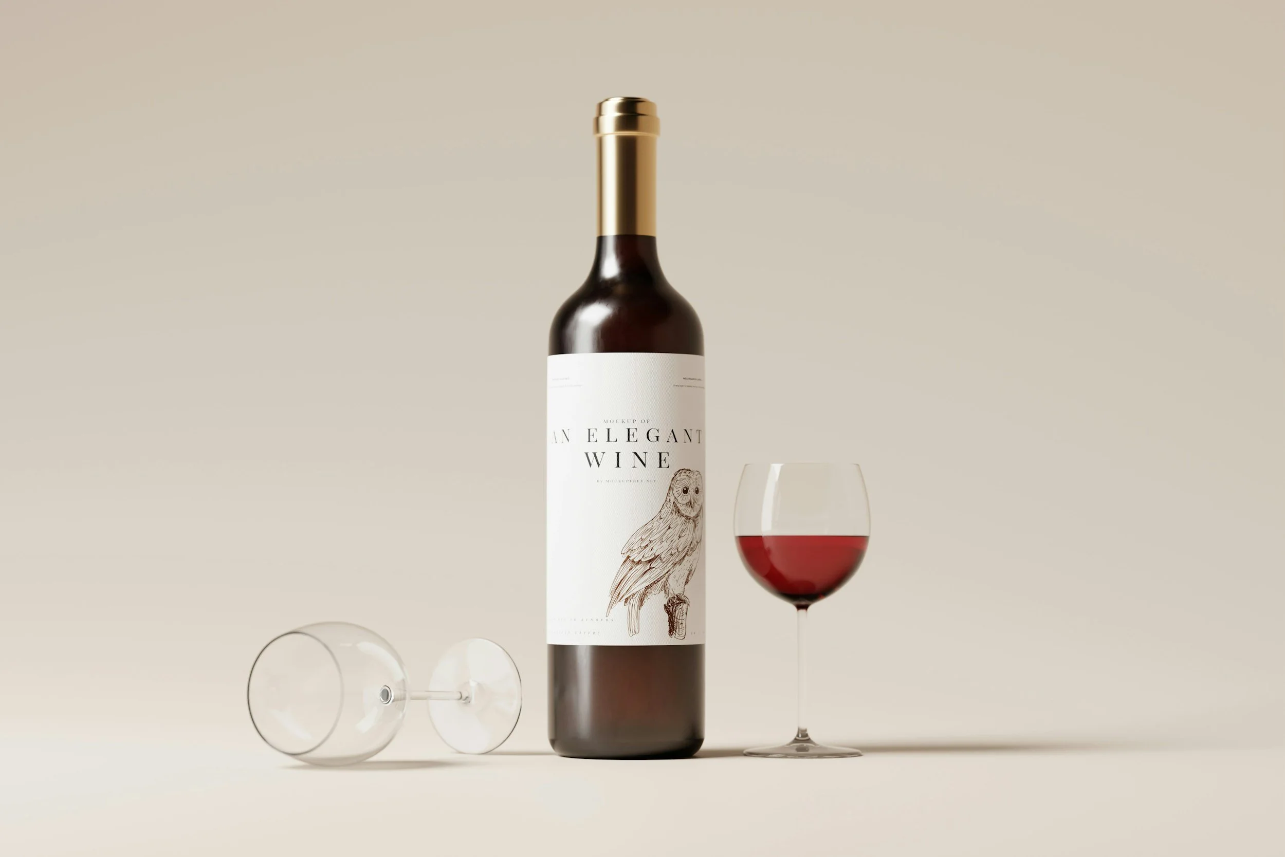 Wine packaging presentation with bottle and glass