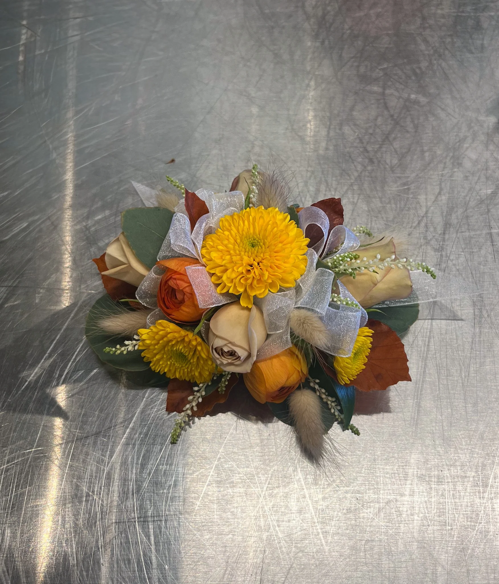 Wedding corsage (matching fall theme)