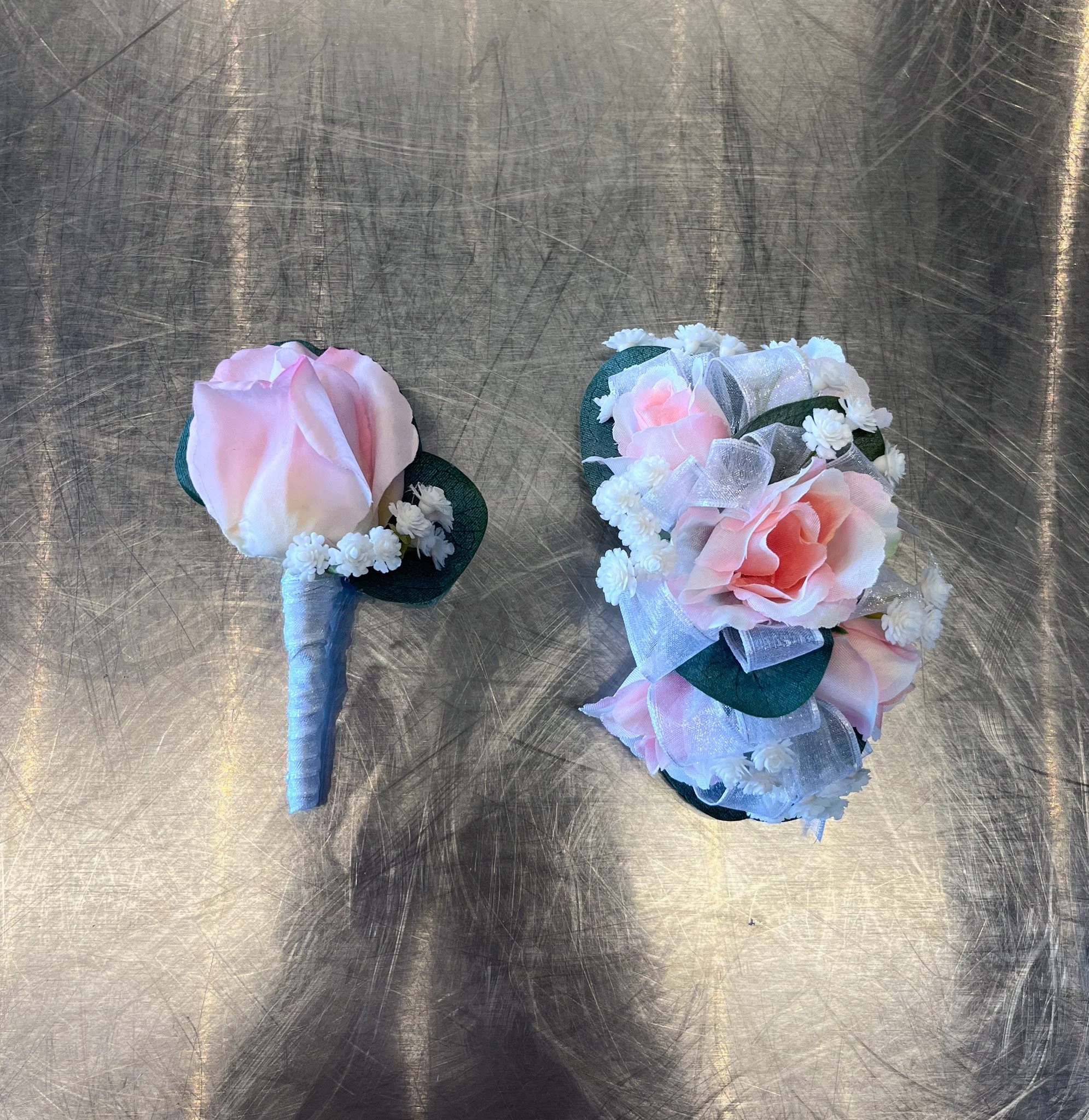 Prom corsages with fake flowers 