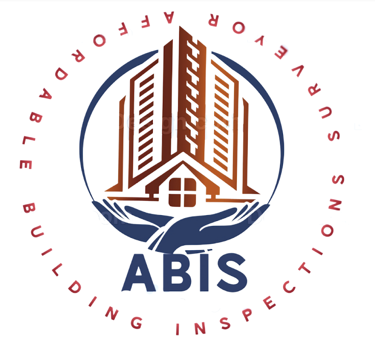 Logo for ABIS, featuring a stylized house with tall buildings above it, held by two hands; includes the text 'BUILDING INSPECTIONS' around the circle and 'ABIS' below.