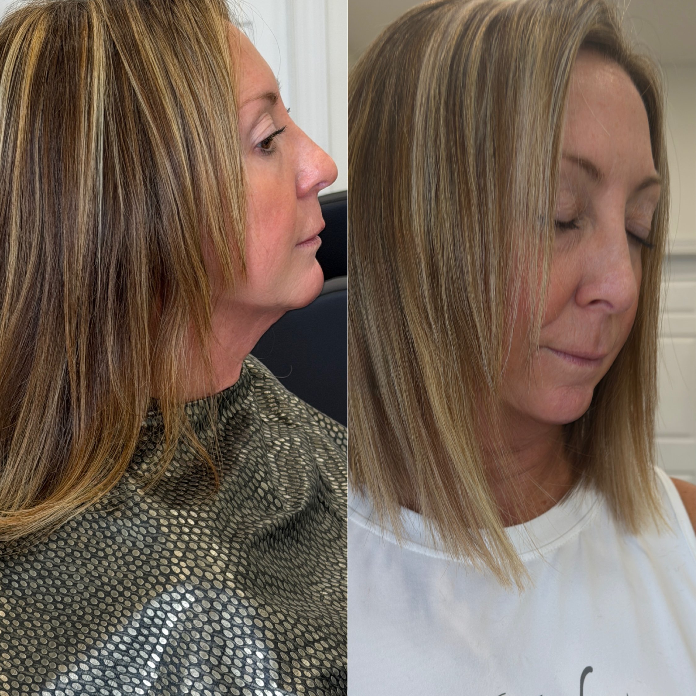 K tips also keratin bonds were added all around the face frame area to create length density, and create a strong perimeter that she's never been able to achieve with her natural hair.