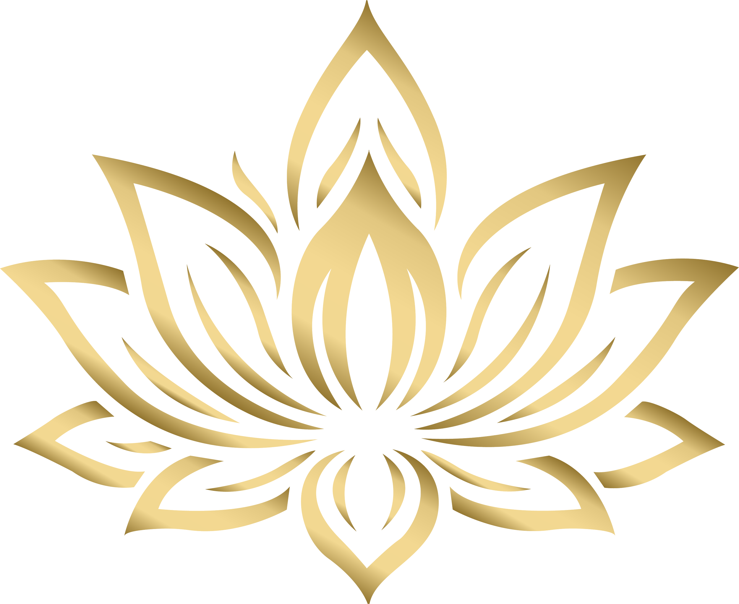 Gold metallic lotus flower design with multiple petals radiating outward in a symmetrical pattern.