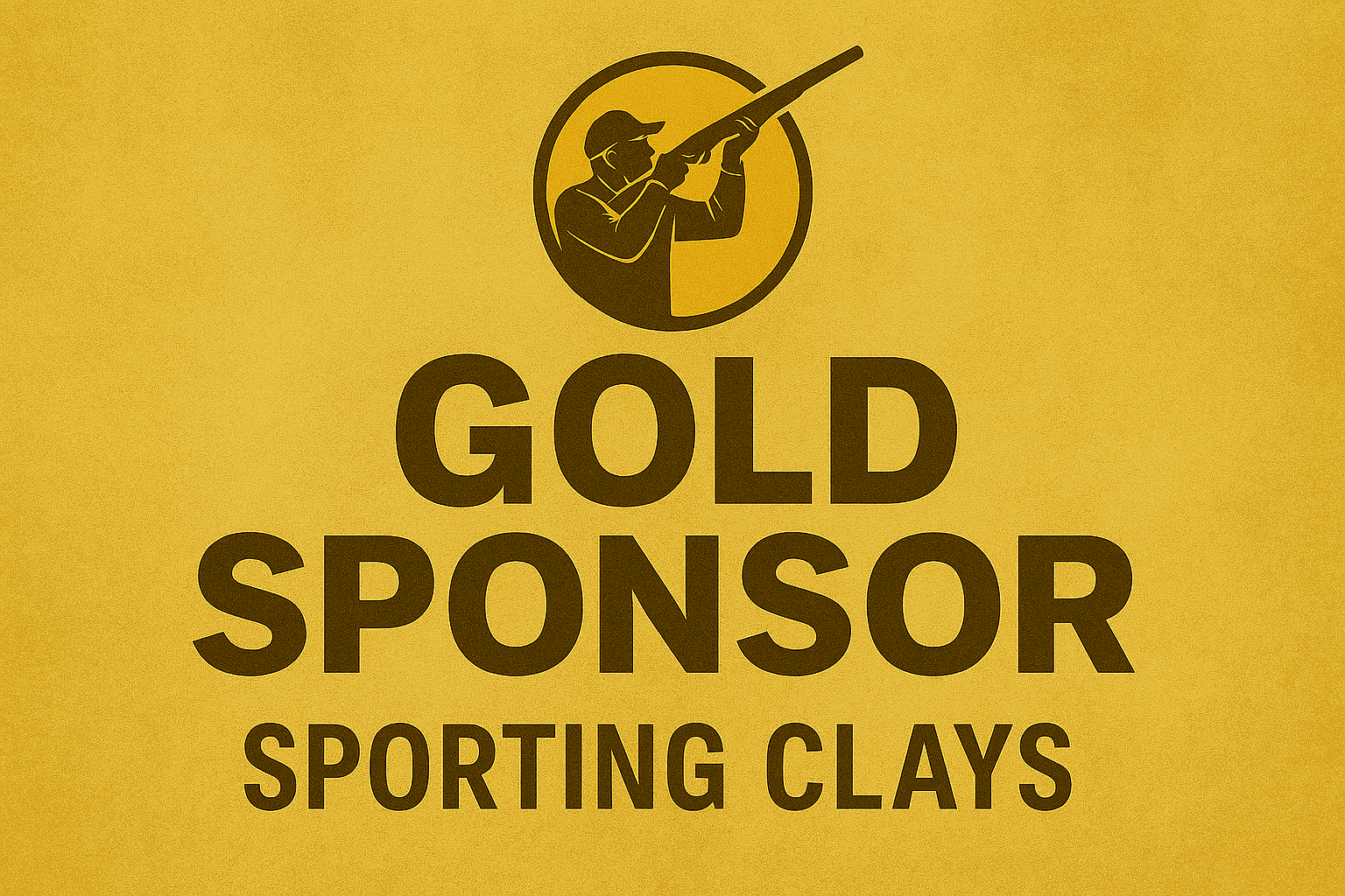 Logo of a person aiming a shotgun, with the text 'GOLD SPONSOR SPORTING CLAYS' on a yellow background.