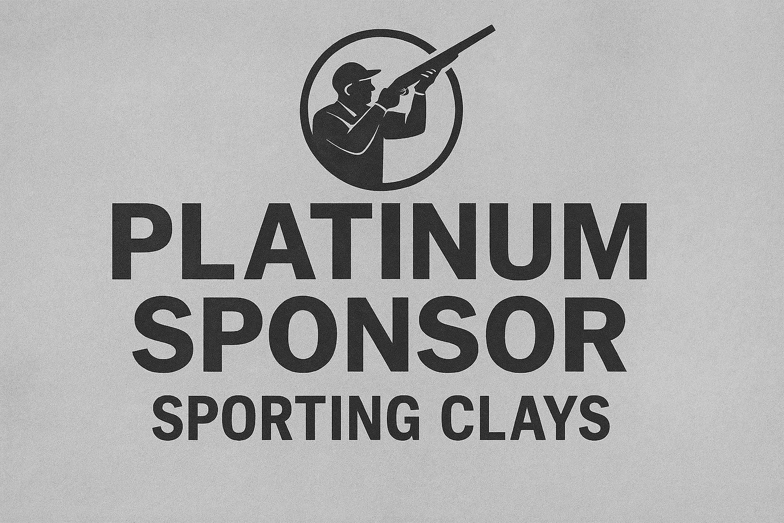 Logo featuring a man aiming a rifle inside a circle, with the text "Platinum Sponsor" and "Sporting Clays" below.