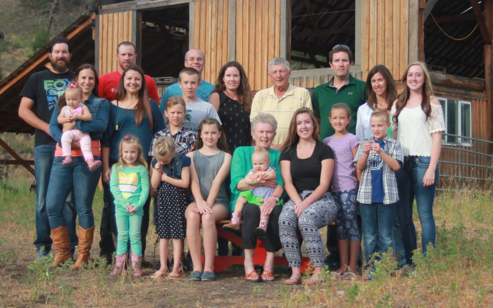 The Mullin family gathered at the Mullin Family Ranch, showcasing three generations of ranching in BC.