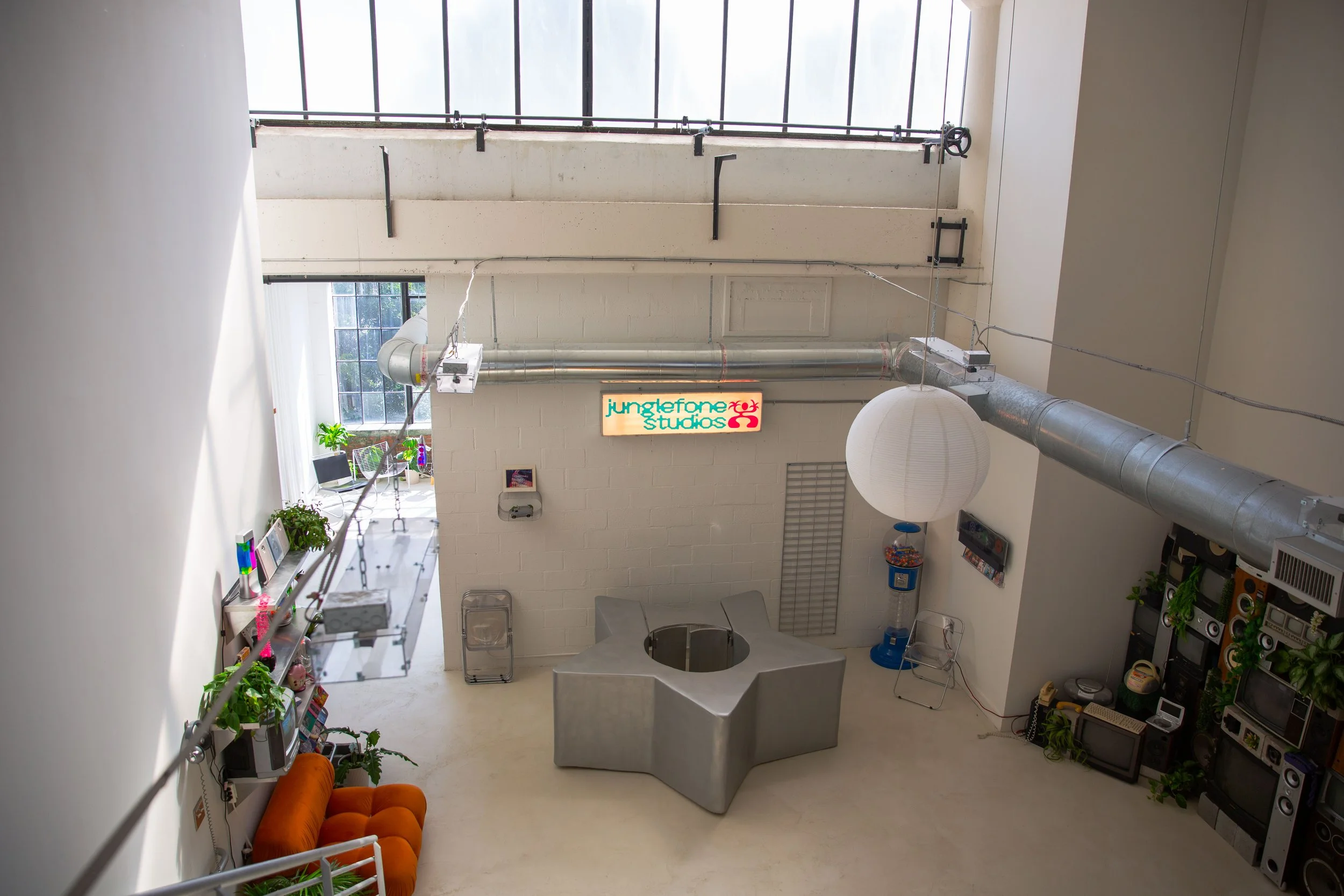 Aerial shot of the studio