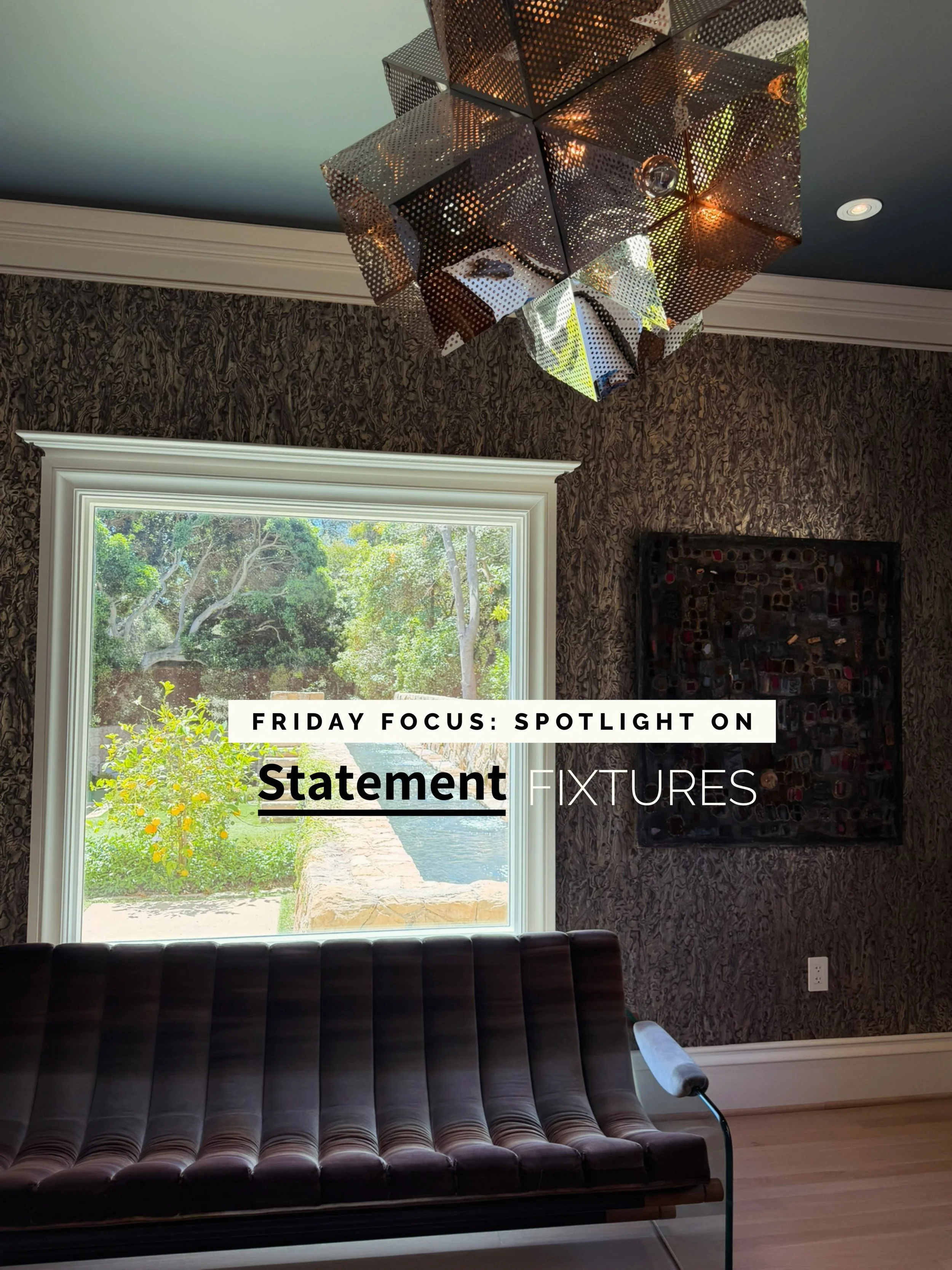 F R I D A Y focus: Spotlight on &ldquo;Statement Fixtures.&rdquo;

This week I&rsquo;m shining a light on the lighting that turned a Montecito estate into something unforgettable.

A Murano glass bubble chandelier commanded the living room, and a chr