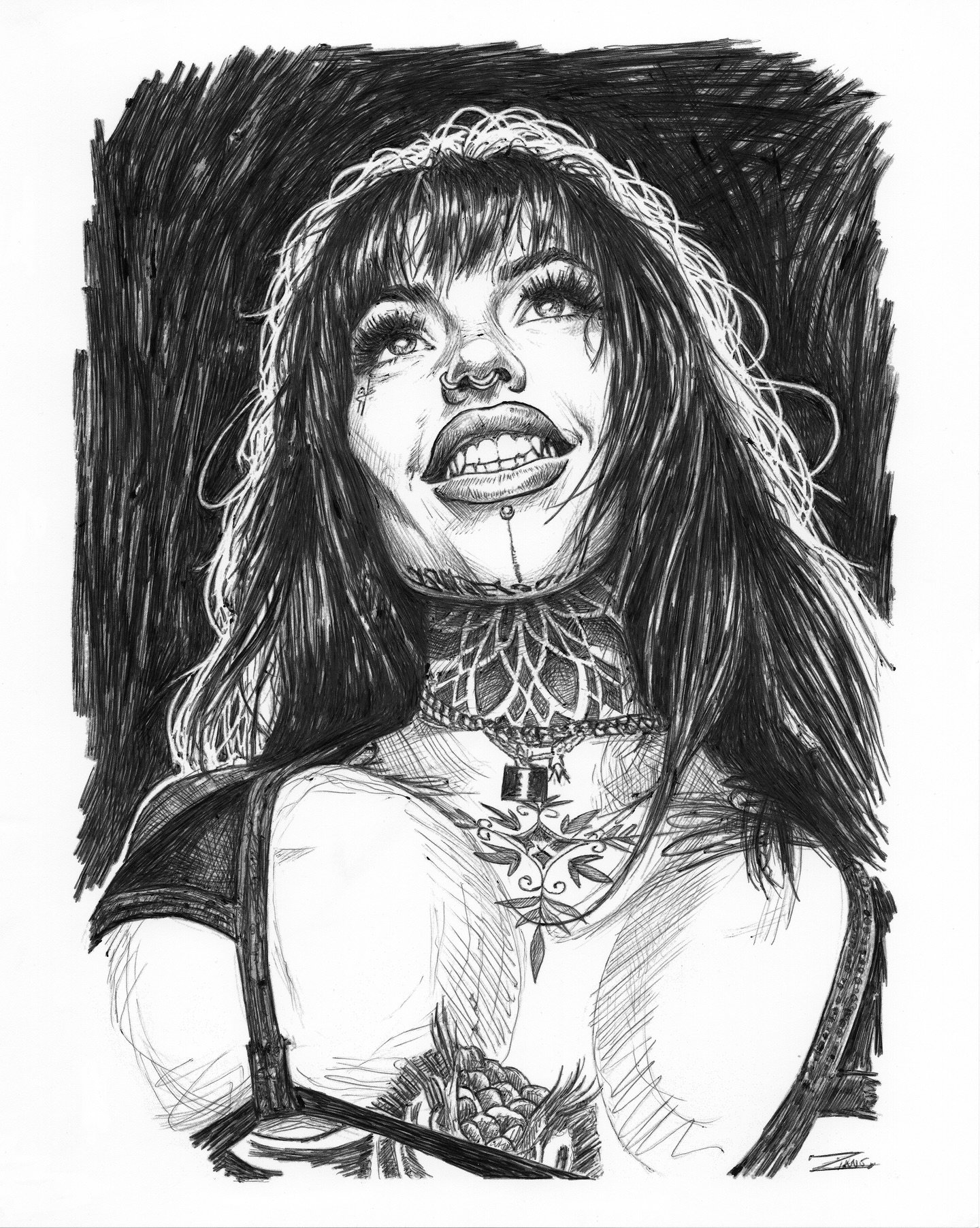 Last time I mentioned that I use my AI work as references for my drawings, however lately I got inspired by random images from my feed. Credits tagged; check out these amazing creators as well. 

@missmerder @sees.in.grain @carolinevreeland @erin___m