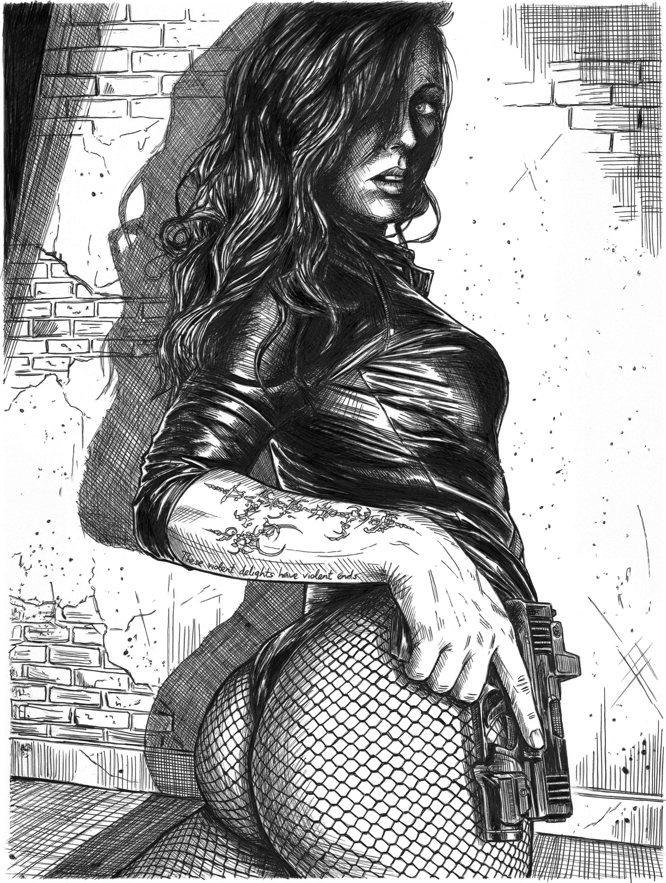 Sadie 02 artprint: ballpoint pen and ink drawing (8x10)
