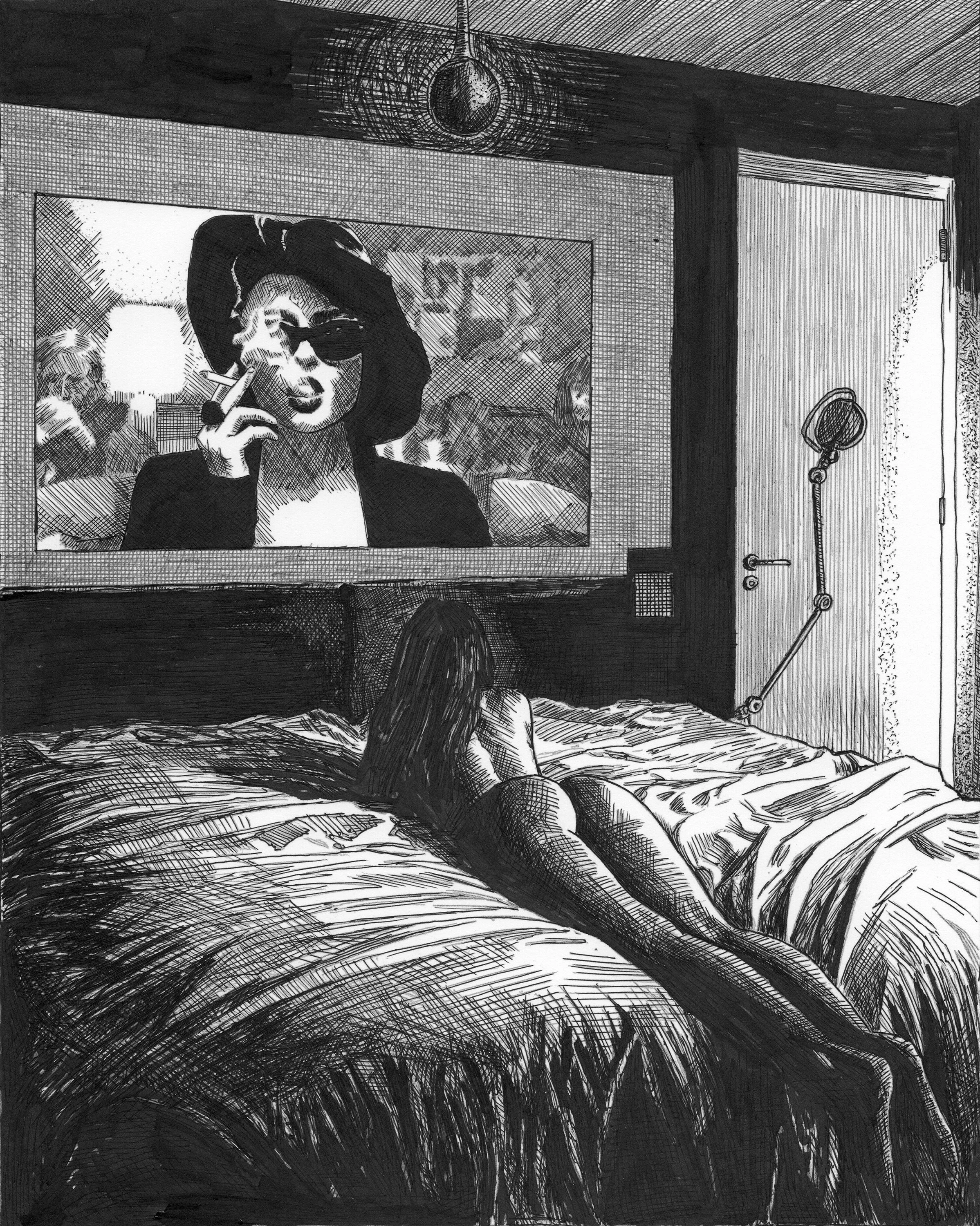 Marla artprint: ballpoint pen and ink drawing (8x10)