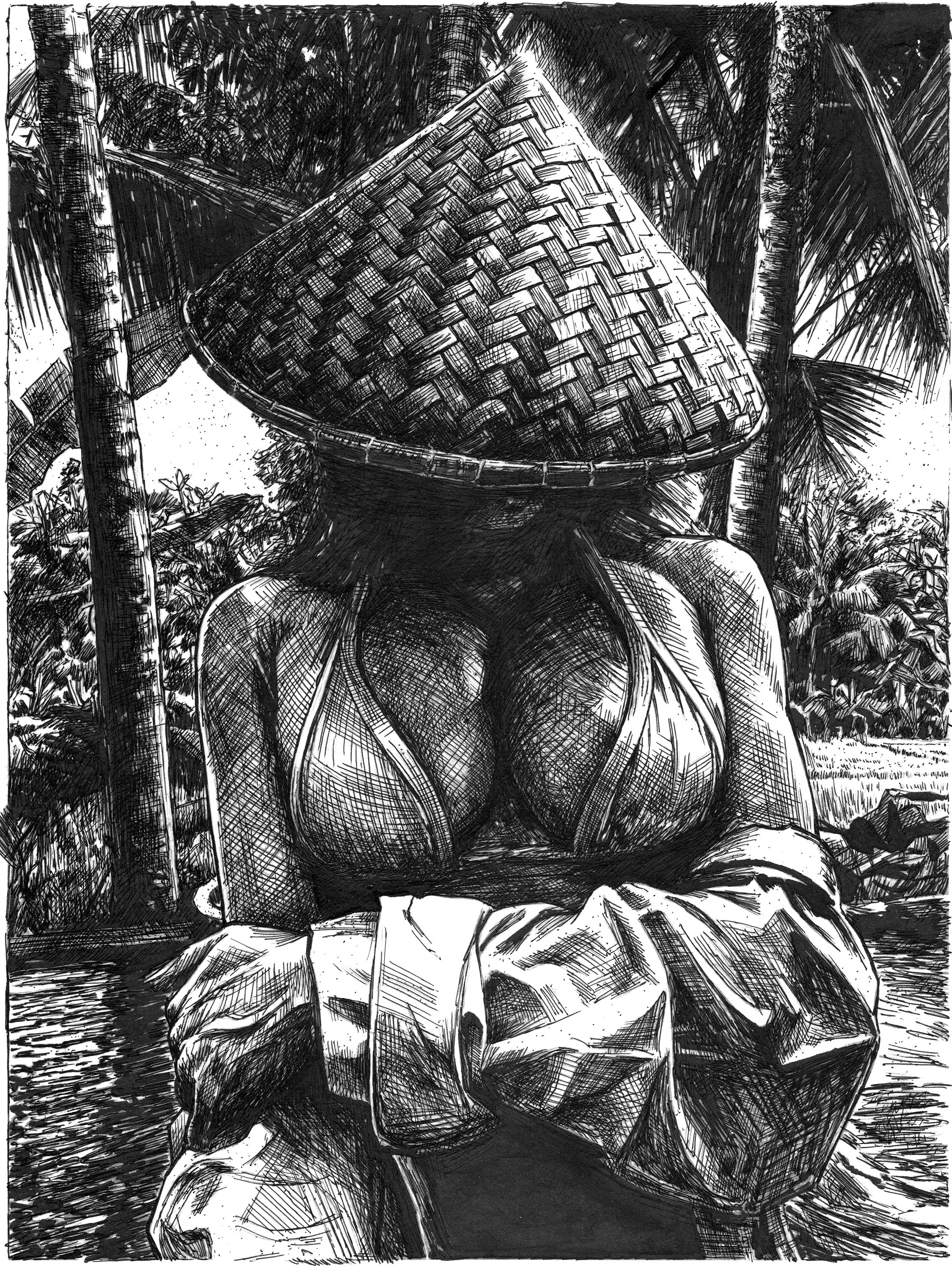 Straw artprint: ballpoint pen and ink drawing (8x10)