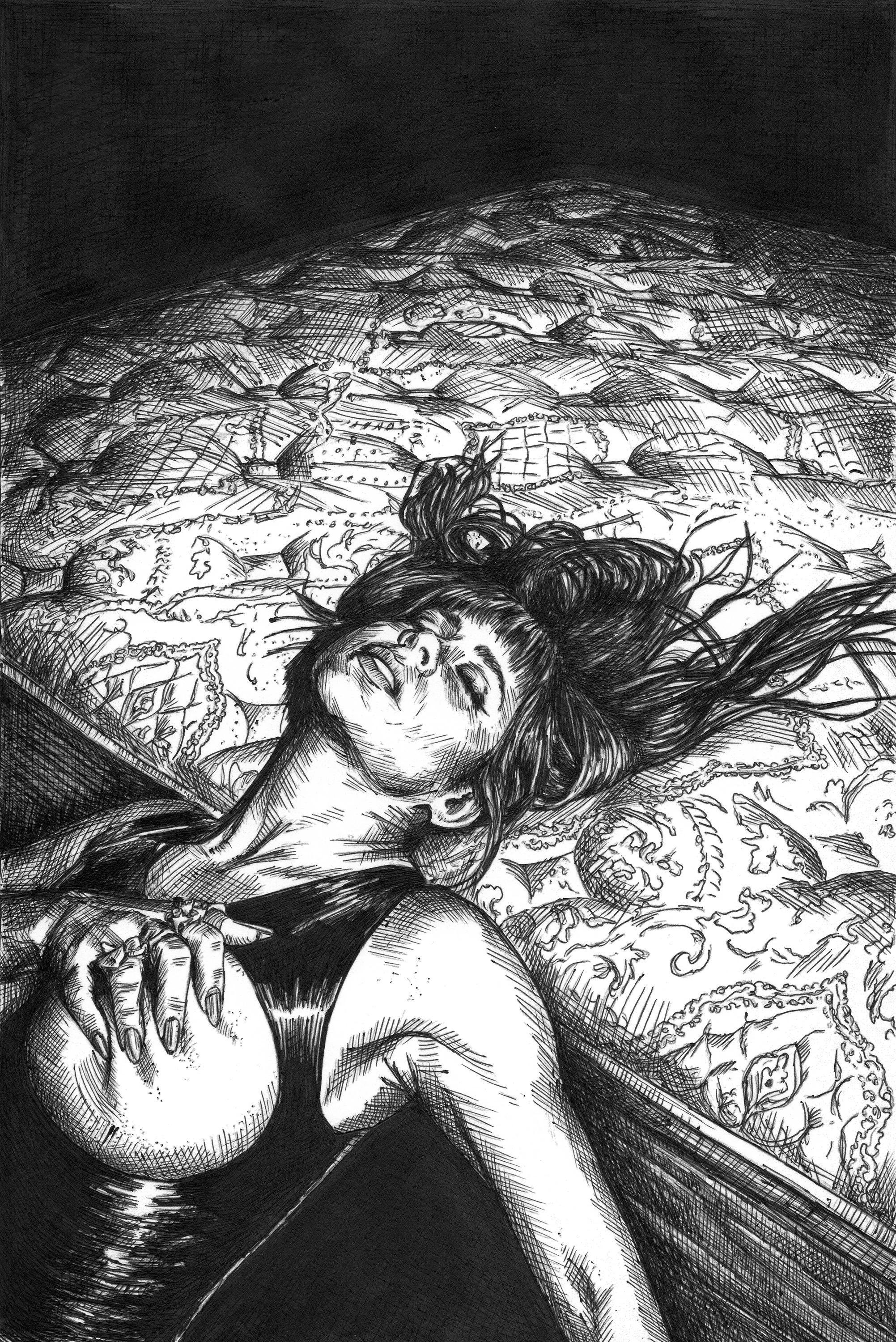 Grip artprint: ballpoint pen and ink drawing (8x10)
