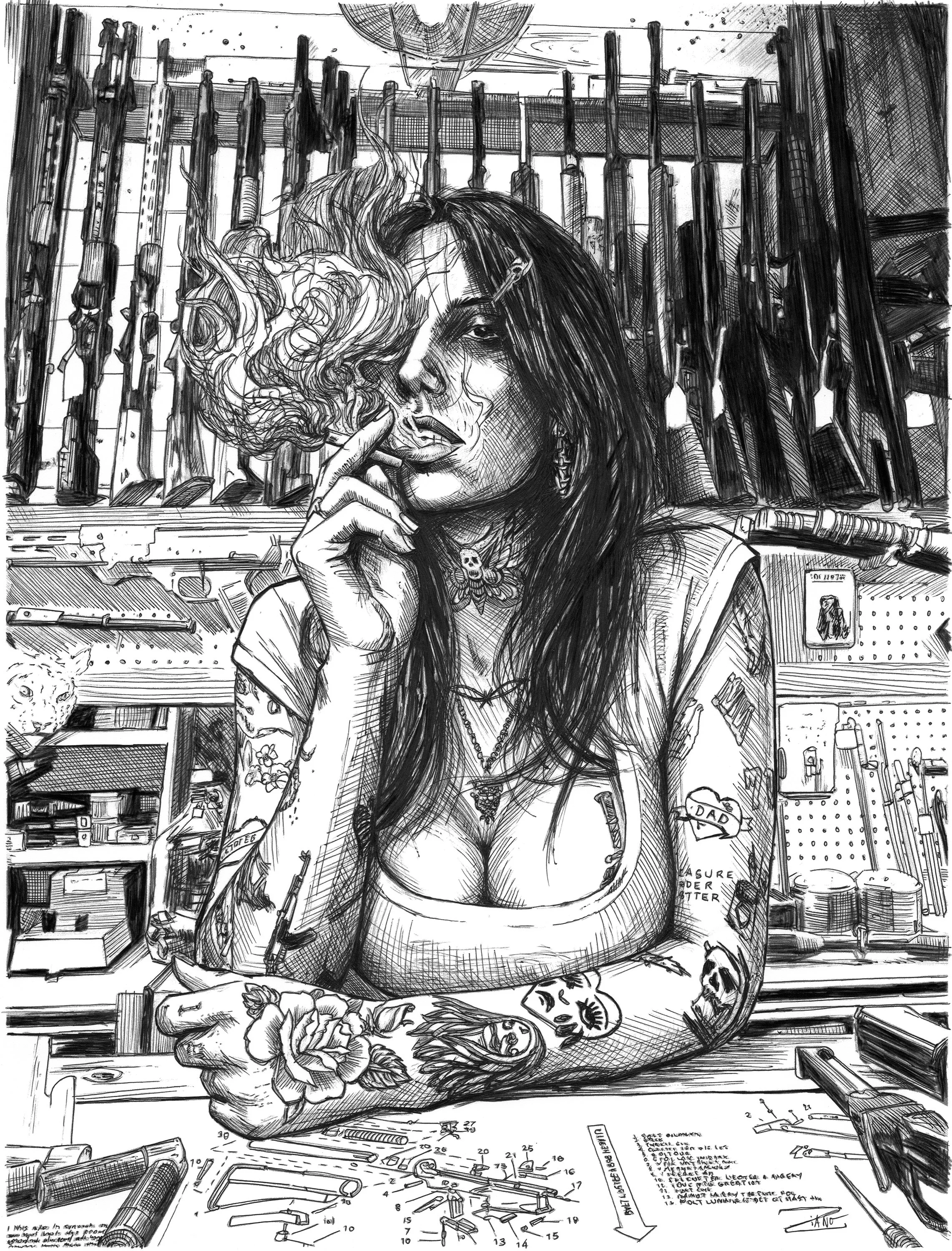 Sarah artprint: ballpoint pen and ink drawing (8x10)