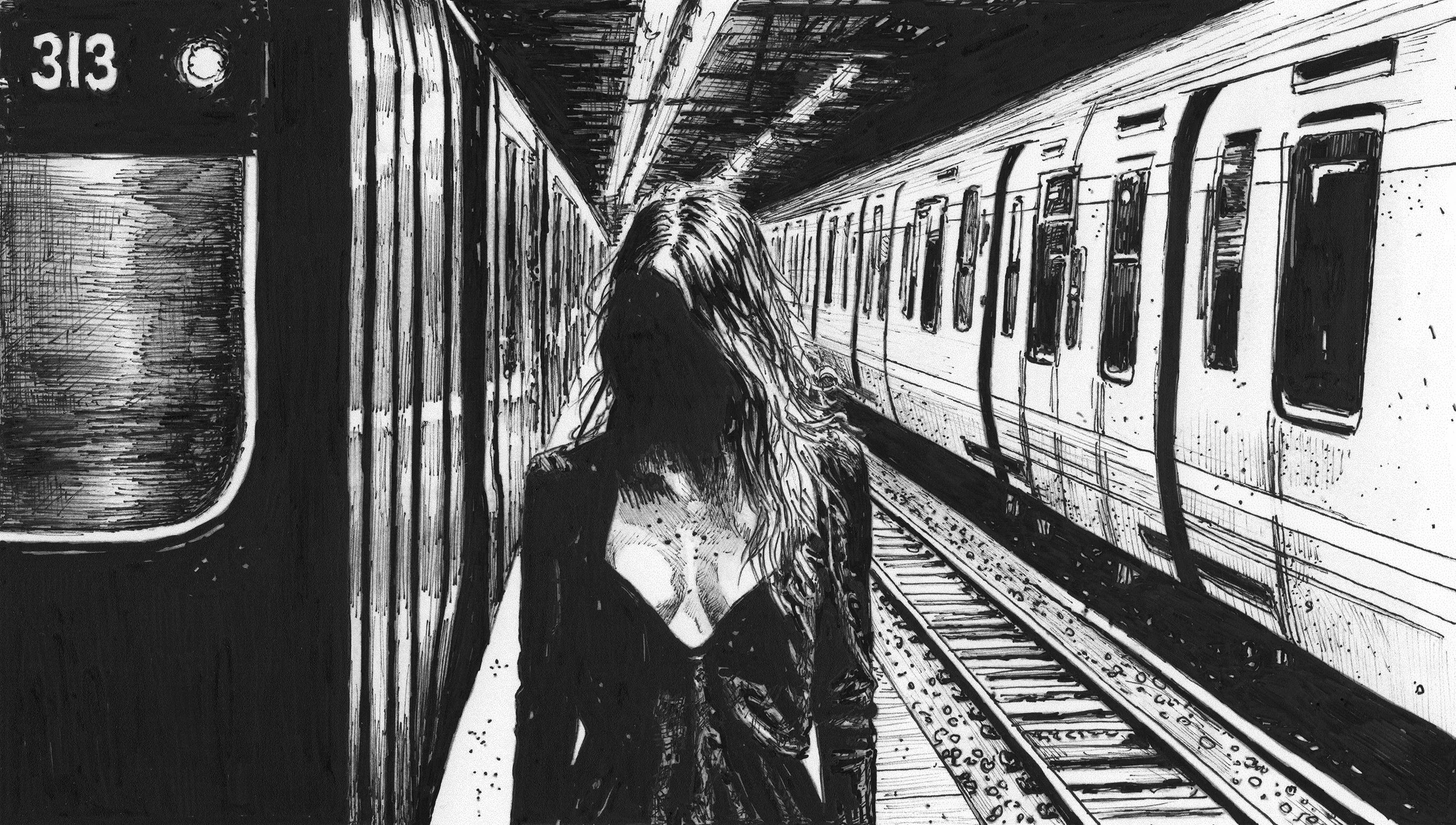 Anon artprint: ballpoint pen and ink drawing (8x10)