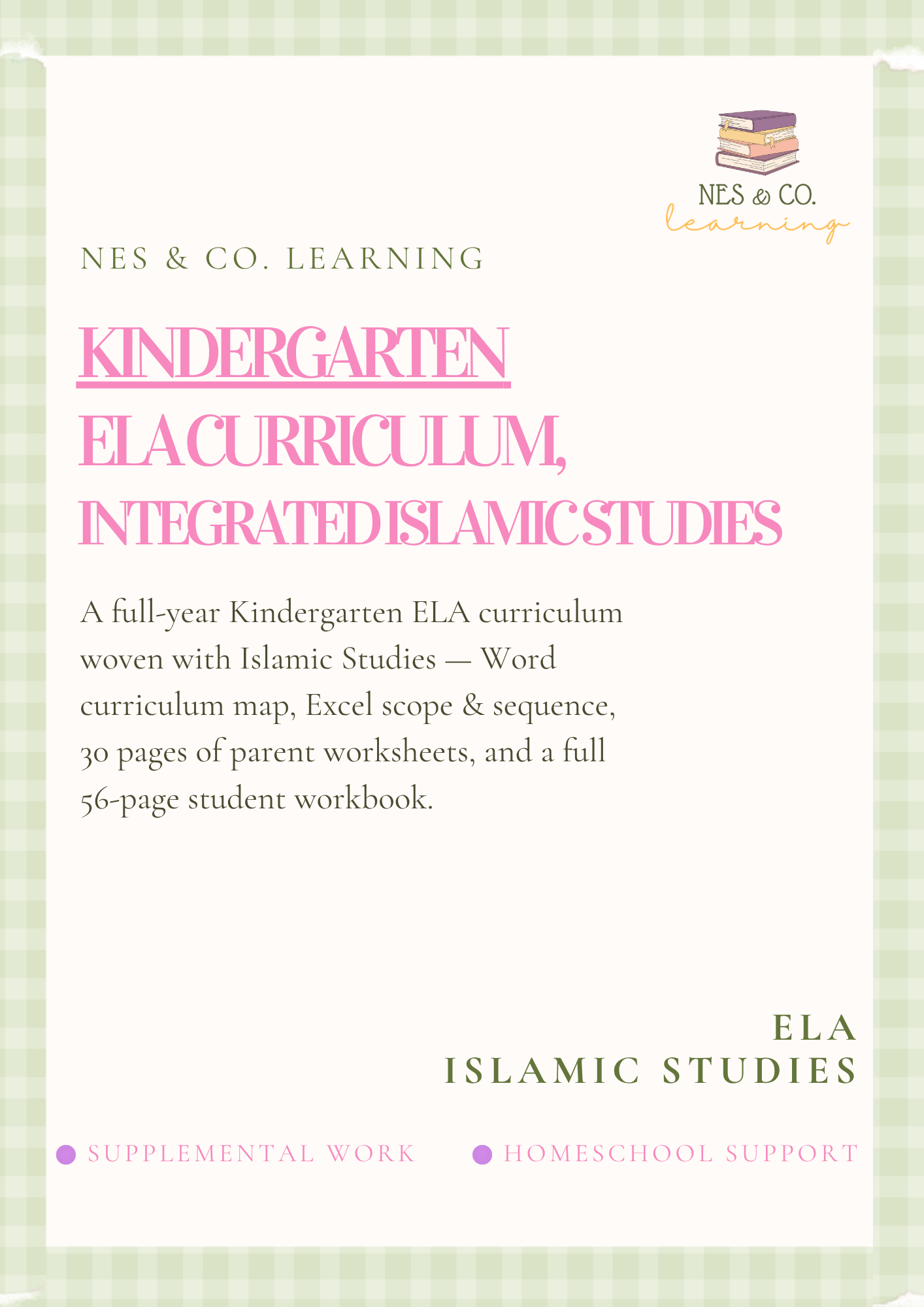 Kindergarten ELA Curriculum, Integrated Islamic Studies, Homeschool Planner