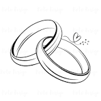 Two wedding rings, one slightly overlapping the other.