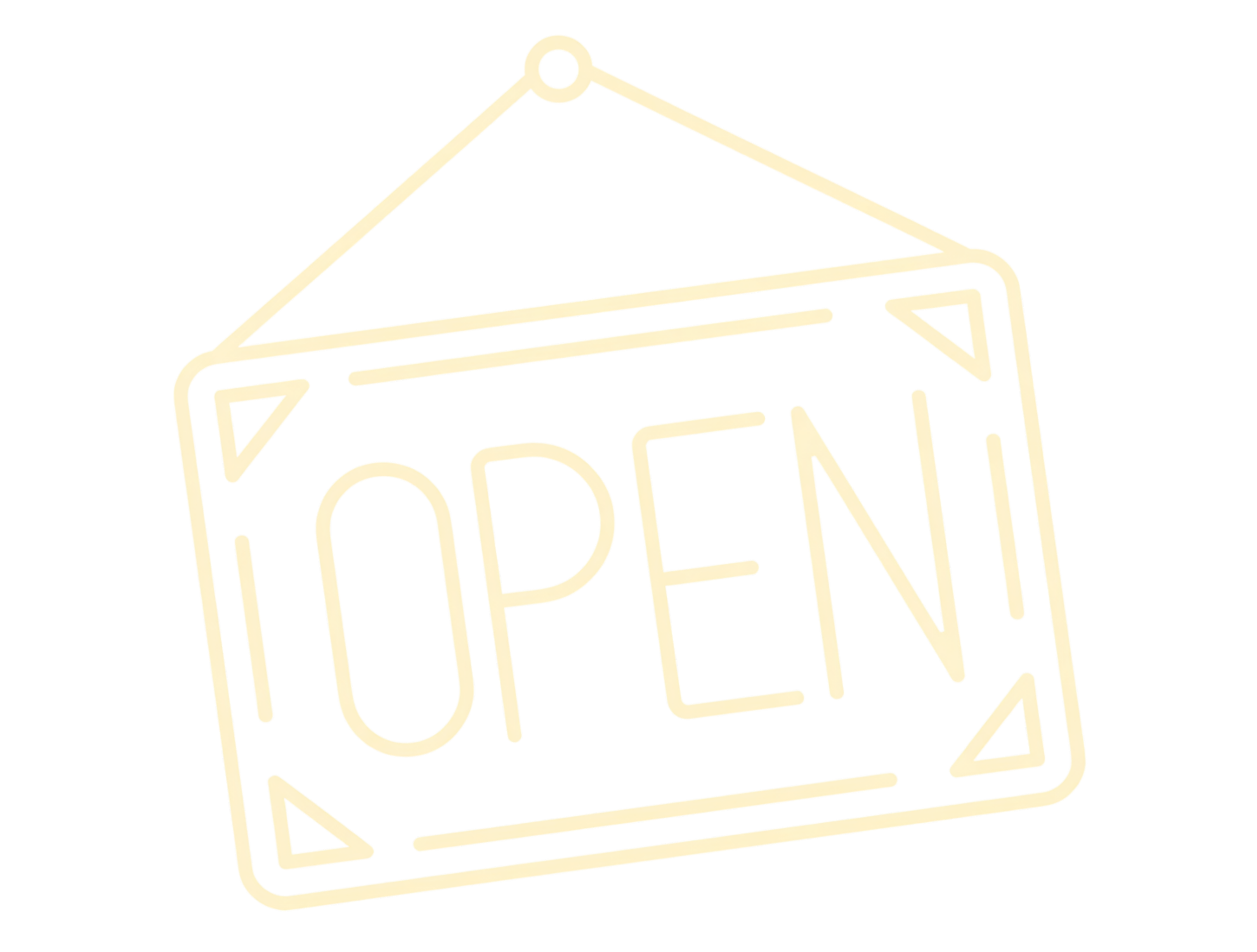 Outline of an "OPEN" sign for small businesses.