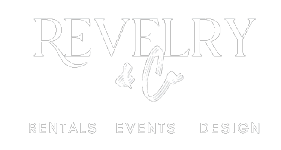 Revelry & Co. logo with tagline rentals, events, design