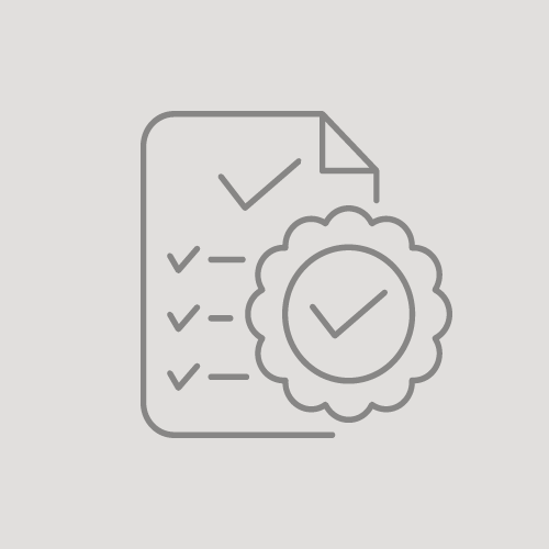 Icon of a checklist with a checkmark on a document and a close icon indicating completion or approval.