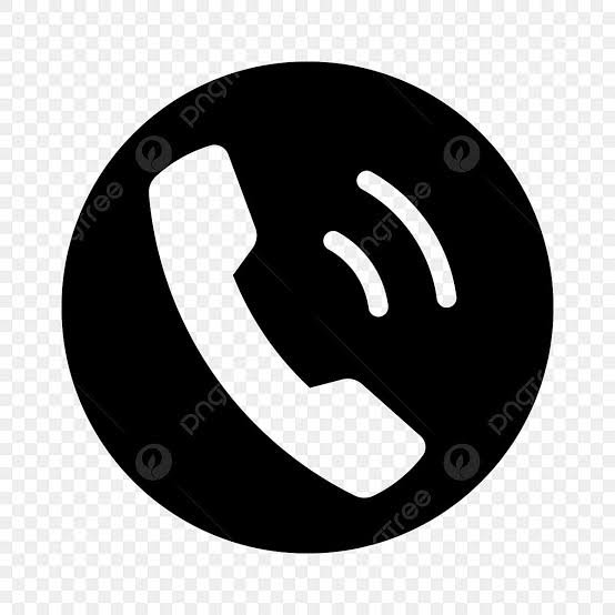 Black circle with a white telephone handset icon inside.