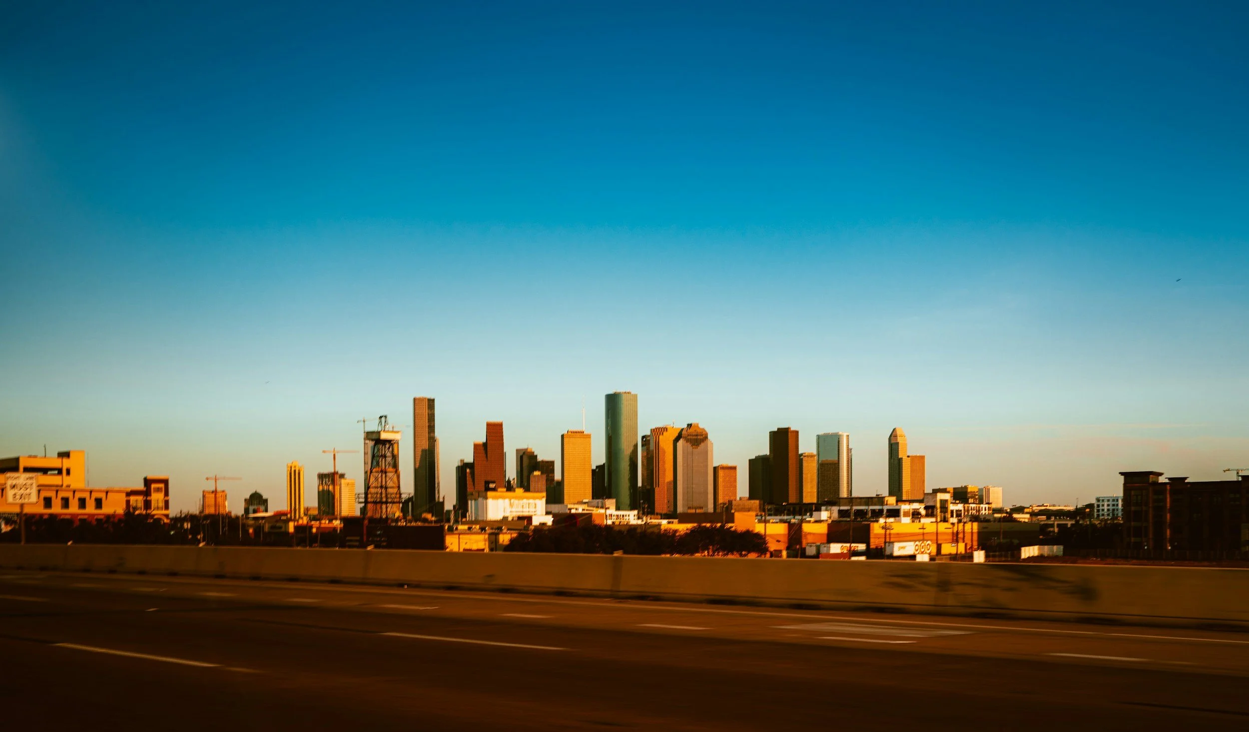 Houston skyline at sunset