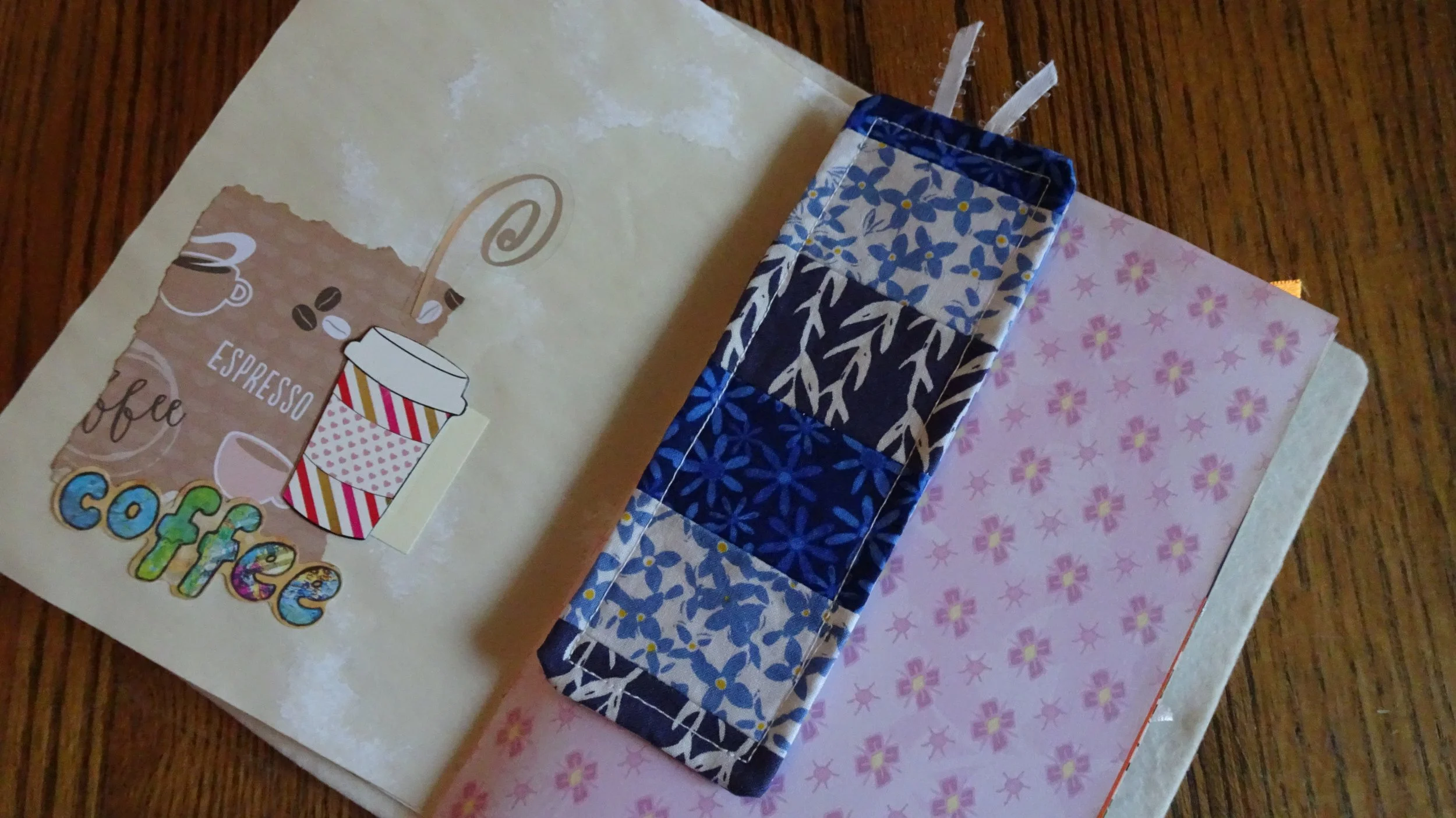 Blue Floral Patchwork Classic Bookmark
