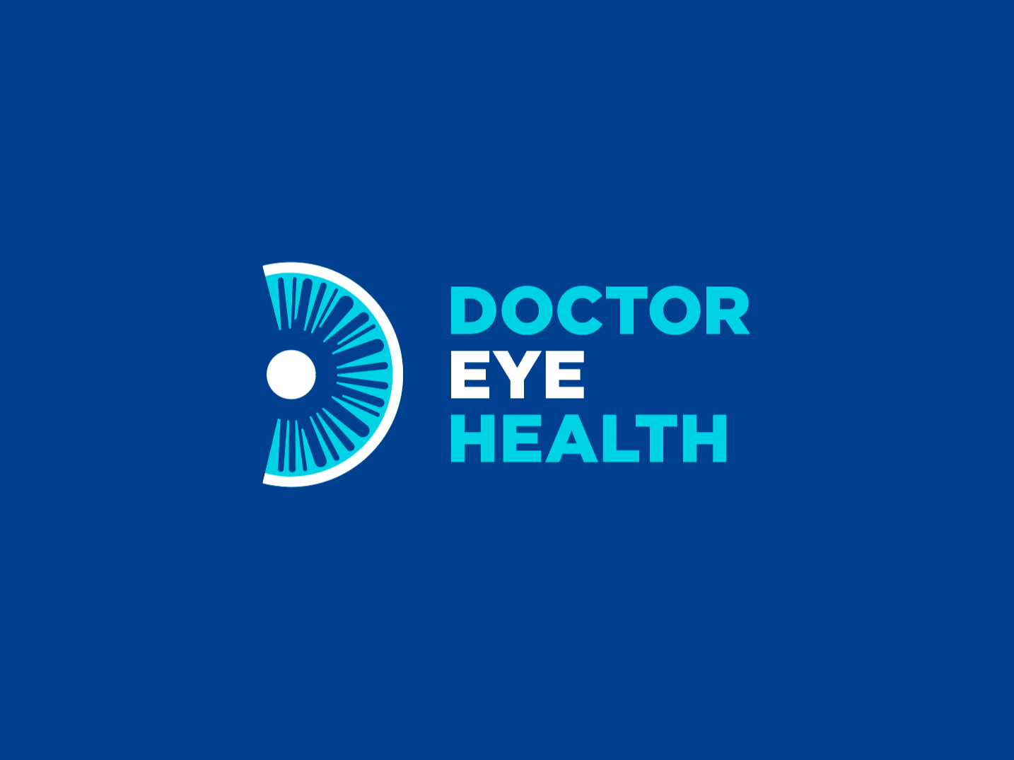 Graphic for doctor eye health with a stylized eye icon and the words "Doctor Eye Health" on a dark blue background.