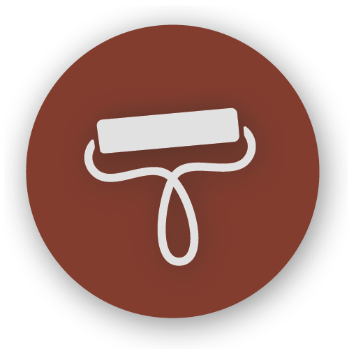 Icon of a paint roller on a brown background.